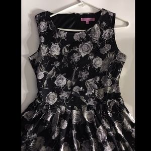Owl & Rose Print Dress, Size M